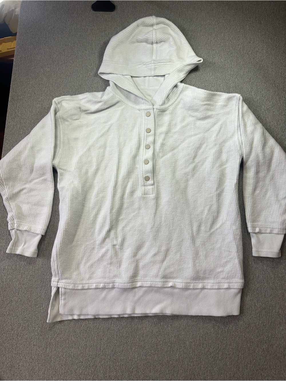 Aerie White Hooded Waffle Henley Pullover